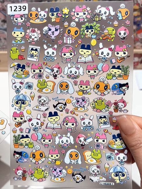 Bandai Model Tamagotchi - New Embossed Tamagotchi Waterproof Stickers, Cute