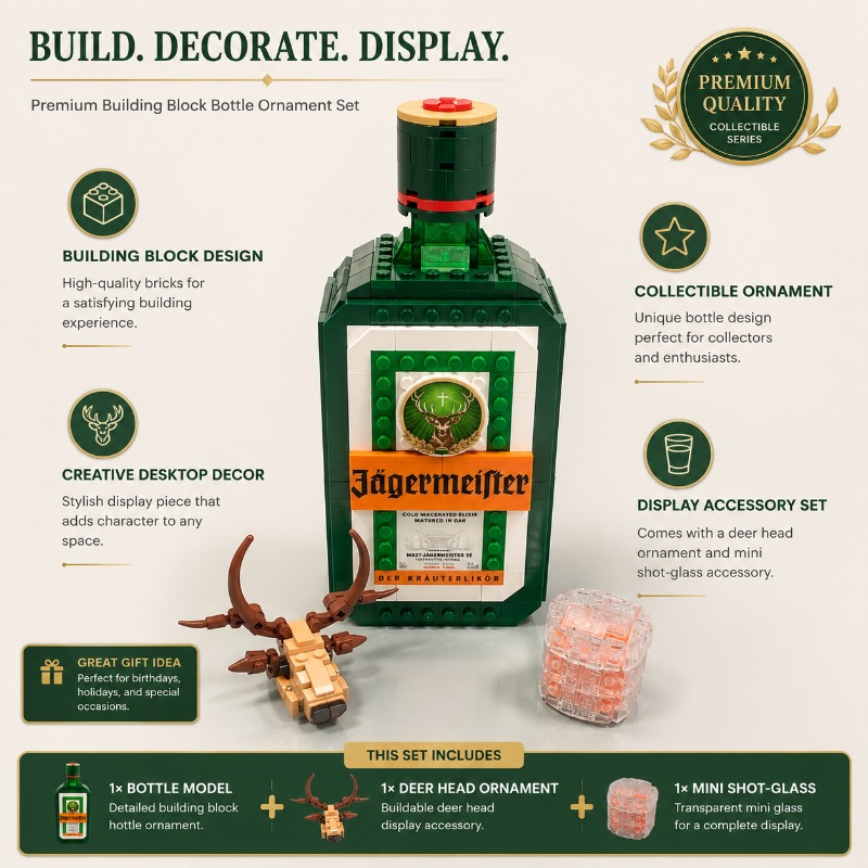 Jagermeister Liquor Bottle Bui - Building Block Mini review and price